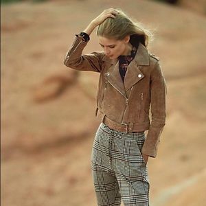 Blank NYC Premium Suede Moto Jacket - Mushroom